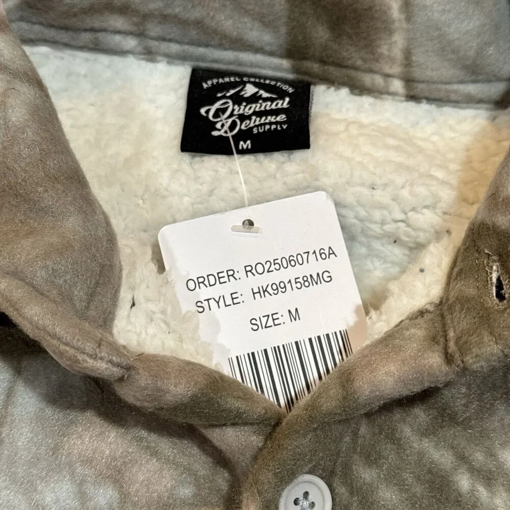 NWT Camo Sherpa Lined Shacket Jacket M‎ Button Front Original Deluxe Supply